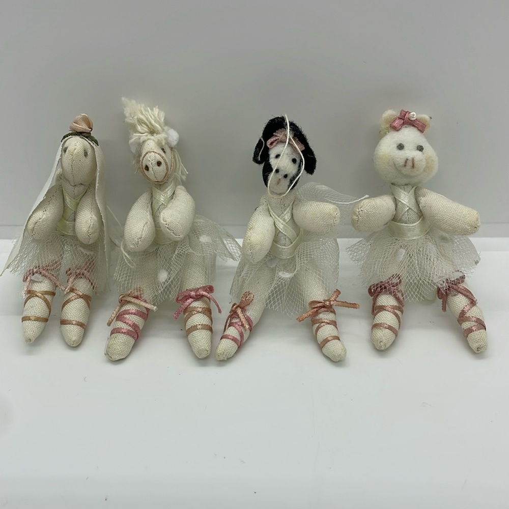 Vintage Ballerina Farm Animal Christmas Ornaments - 3 Inches